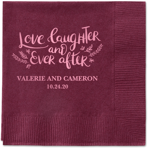 Love And Laughter Forever Napkins, Pink, Berry