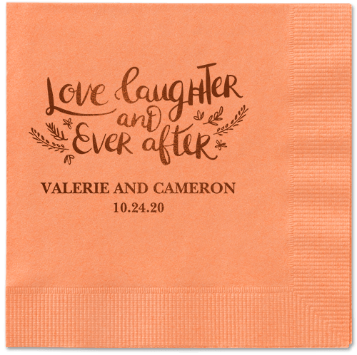 Love And Laughter Forever Napkins, Brown, Coral