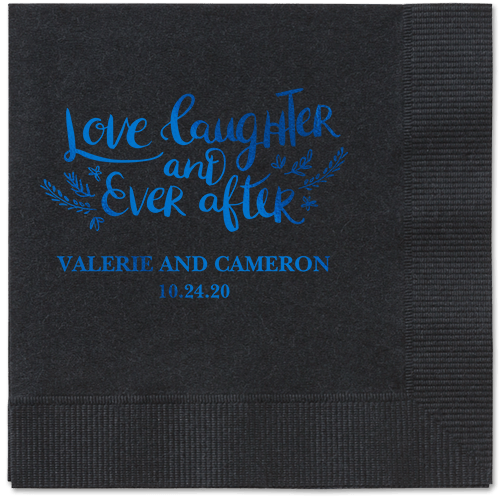 Love And Laughter Forever Napkins, Blue, Black, Royal