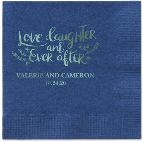 Love And Laughter Forever Napkins, Green, Navy, Sage