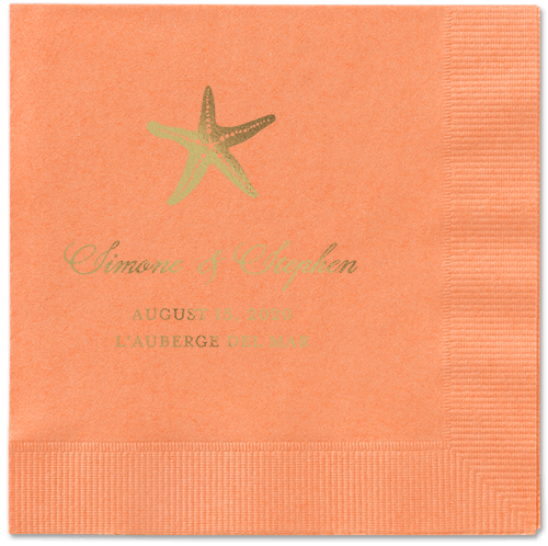 Stylish Starfish Napkins, Yellow, Coral