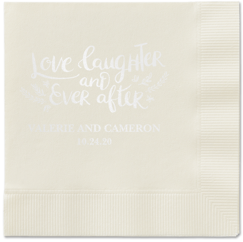 Love And Laughter Forever Napkins, White, Ecru, White