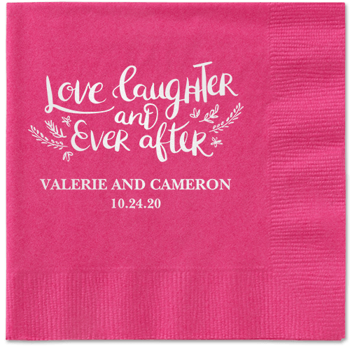 Love And Laughter Forever Napkins, White, Magenta