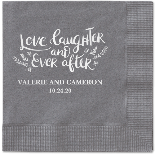 Love And Laughter Forever Napkins, White, Pewter