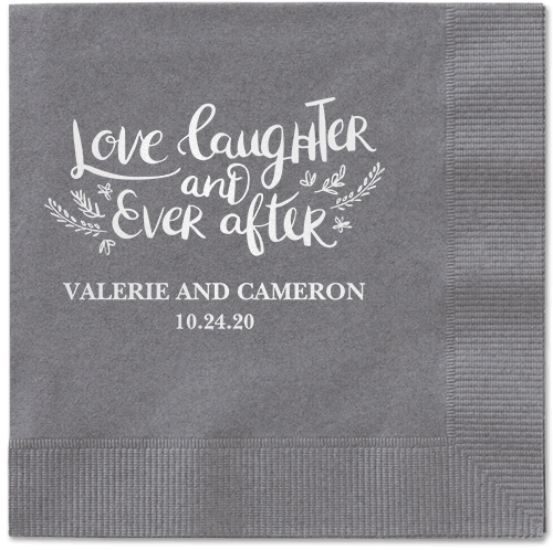 Love And Laughter Forever Napkins, White, Pewter, White