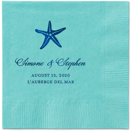 Stylish Starfish Napkins, Blue, Aqua