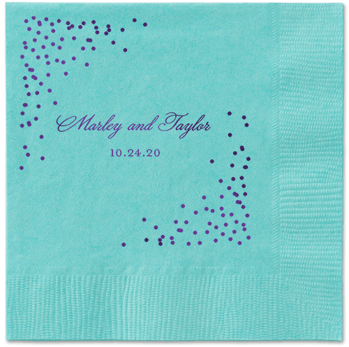 Confetti Greeting Napkins, Purple, Aqua