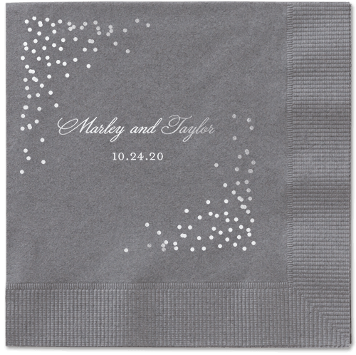 Confetti Greeting Napkins, Grey, Pewter