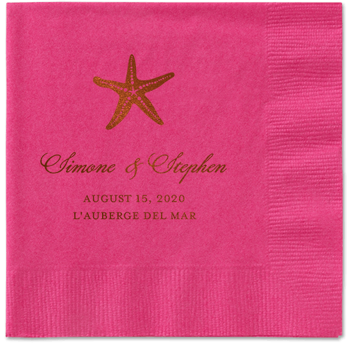 Stylish Starfish Napkins, Brown, Magenta