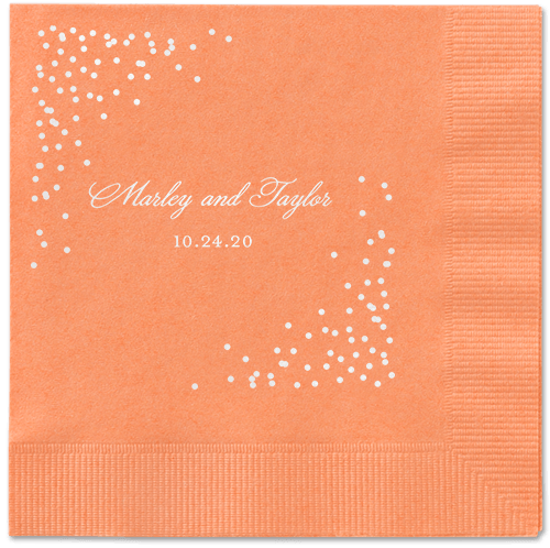 Confetti Greeting Napkins, White, Coral, White