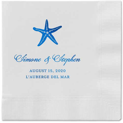 Stylish Starfish Napkins, Blue, White