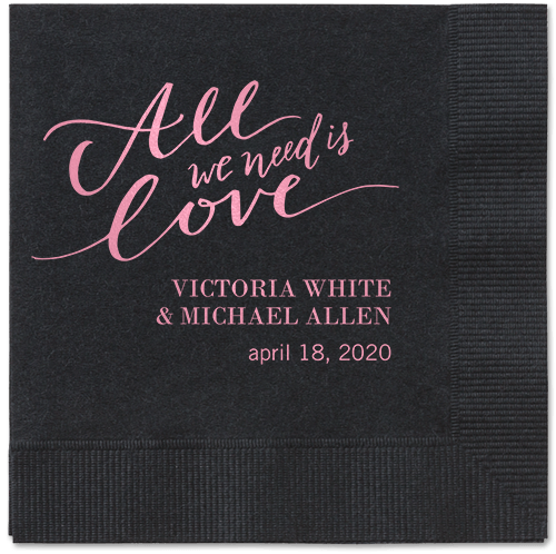 Lovely Scripted Napkins, Pink, Black, Blush