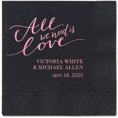 Lovely Scripted Napkins, Pink, Black