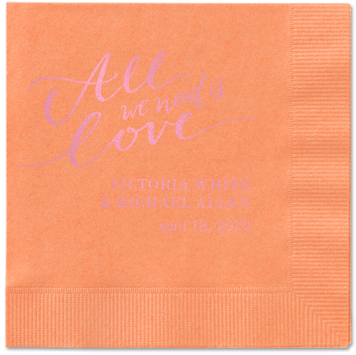 Lovely Scripted Napkins, Pink, Coral