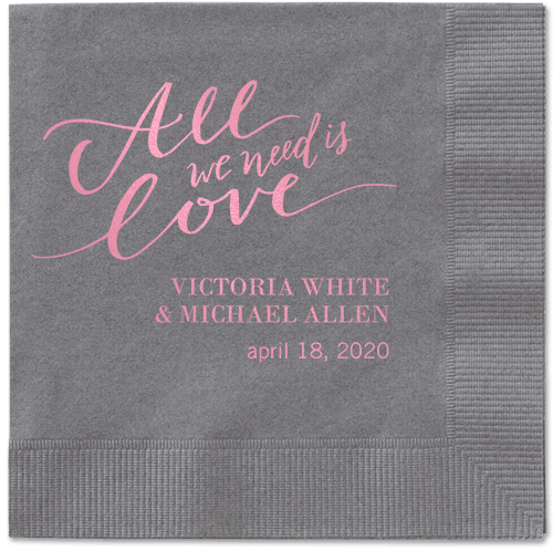 Lovely Scripted Napkins, Pink, Pewter, Blush