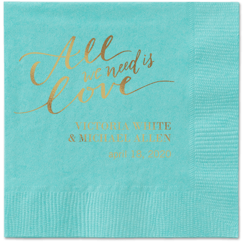 Lovely Scripted Napkins, Yellow, Aqua, Gold