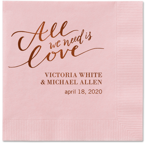 Lovely Scripted Napkins, Brown, Blush, Mocha