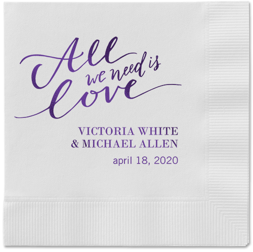 Lovely Scripted Napkins, Purple, White, Purple