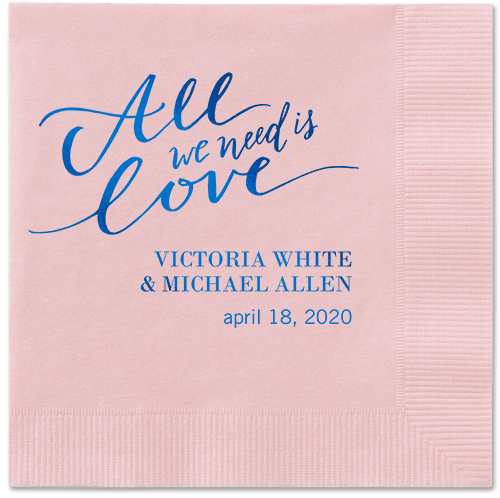 Lovely Scripted Napkins, Blue, Blush, Royal