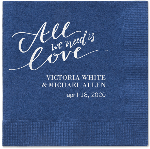 Lovely Scripted Napkins, White, Navy, White