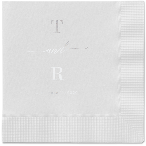 Diamond Blossoms Napkin, Grey, White, Silver
