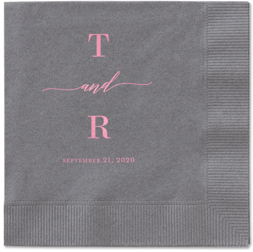 Diamond Blossoms Napkin, Pink, Pewter