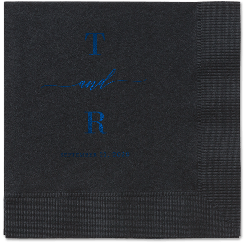 Diamond Blossoms Napkin, Blue, Black, Midnight