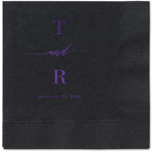 Diamond Blossoms Napkin, Purple, Black, Purple