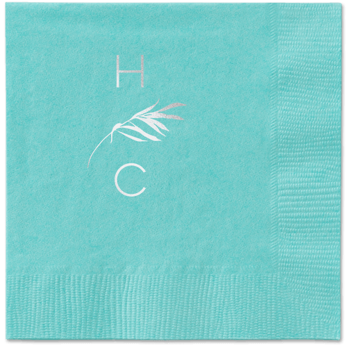 Tropical Herald Napkin, Grey, Aqua, Silver