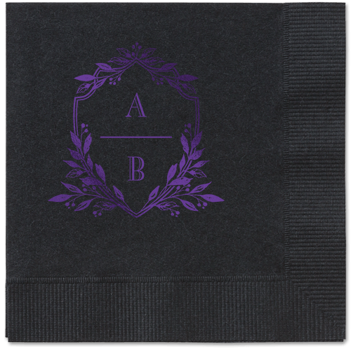 Classic Herald Napkin, Purple, Black, Purple
