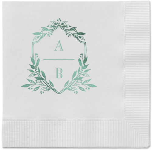 Classic Herald Napkin, Green, White, Sage