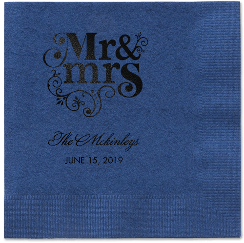 Flourish Title Napkins, Black, Navy