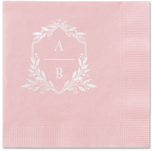 Classic Herald Napkin, White, Blush, White