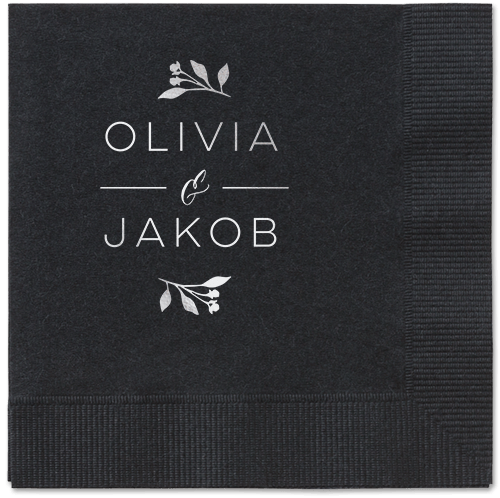 Delicate Blooms Napkin, Grey, Black, Silver