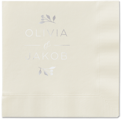 Delicate Blooms Napkin, Grey, Ecru, Silver