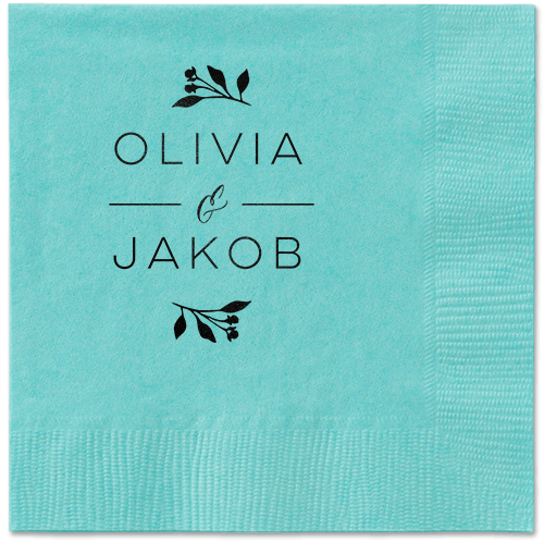 Delicate Blooms Napkin, Black, Aqua, Black