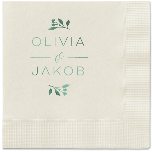 Delicate Blooms Napkin, Green, Ecru