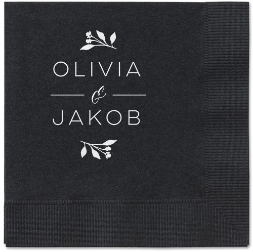 Delicate Blooms Napkin, White, Black, White