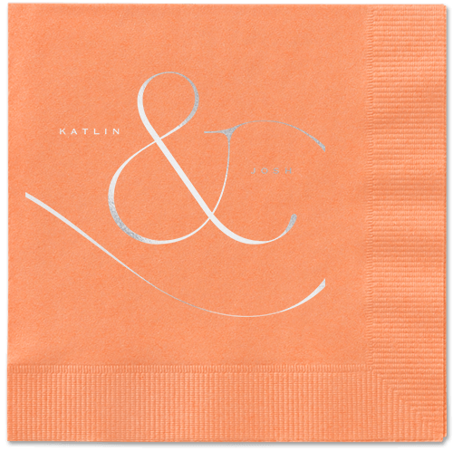 Elegant Embellishment Napkin, Grey, Coral