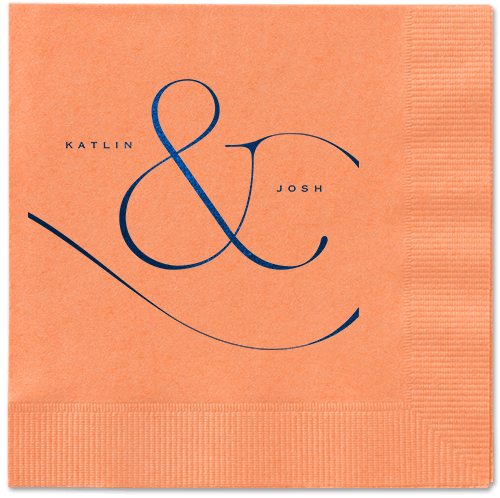 Elegant Embellishment Napkin, Blue, Coral