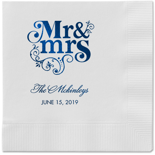 Flourish Title Napkins, Blue, White, Midnight
