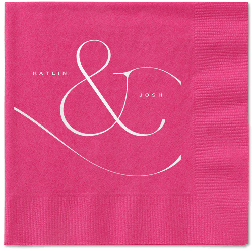 Elegant Embellishment Napkin, White, Magenta
