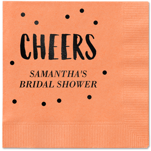 Bubbly Brunch Napkin, Black, Coral, Black