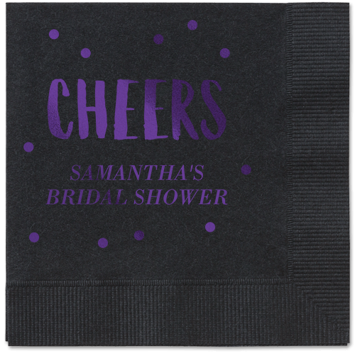 Bubbly Brunch Napkin, Purple, Black, Purple