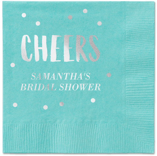 Bubbly Brunch Napkin, Grey, Aqua, Silver