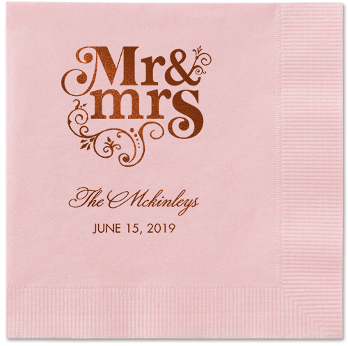 Flourish Title Napkins, Brown, Blush, Mocha