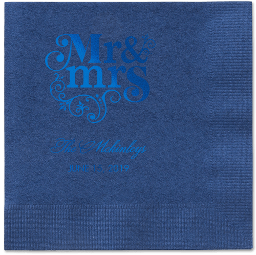 Flourish Title Napkins, Blue, Navy, Royal