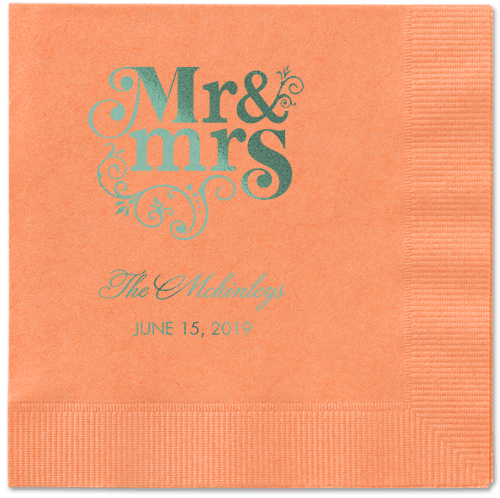 Flourish Title Napkins, Green, Coral