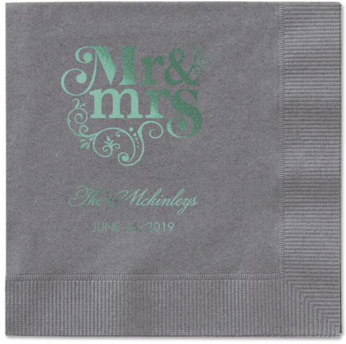 Flourish Title Napkins, Green, Pewter, Sage