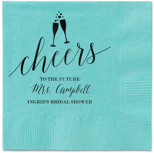 Gleaming Hooray Napkin, Black, Aqua, Black